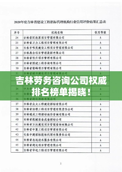 吉林劳务咨询公司权威排名榜单揭晓!