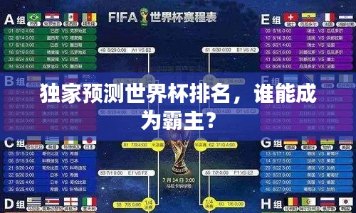 独家预测世界杯排名,谁能成为霸主?